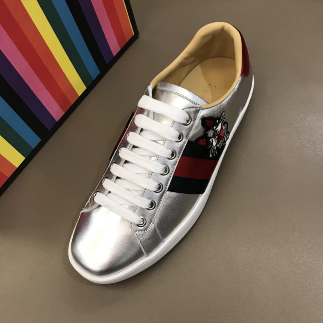 GUCCI METALLIC ACE EMBROIDERED SNEAKER