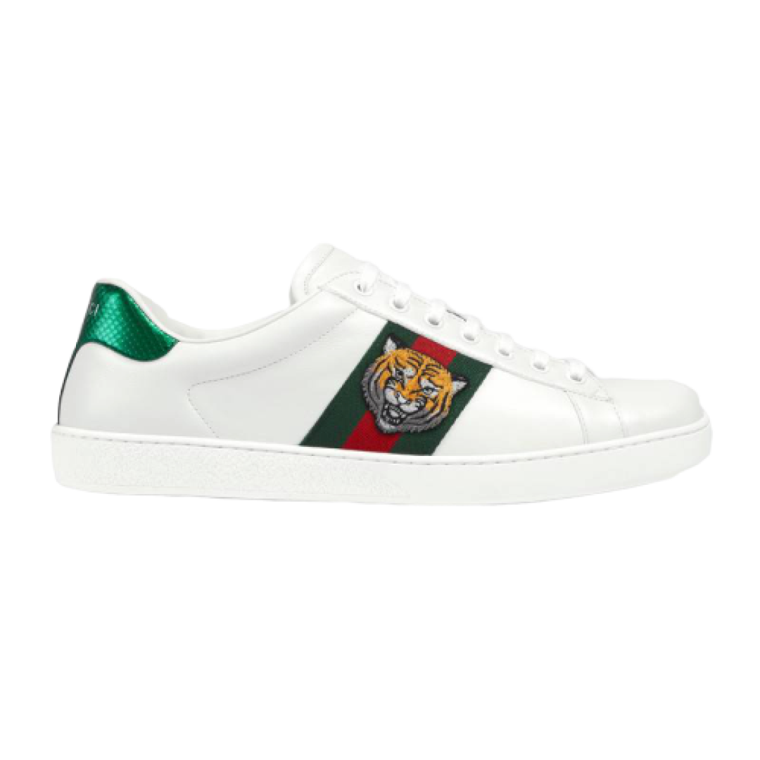 GUCCI TIGER ACE EMBROIDERED SNEAKER WHITE
