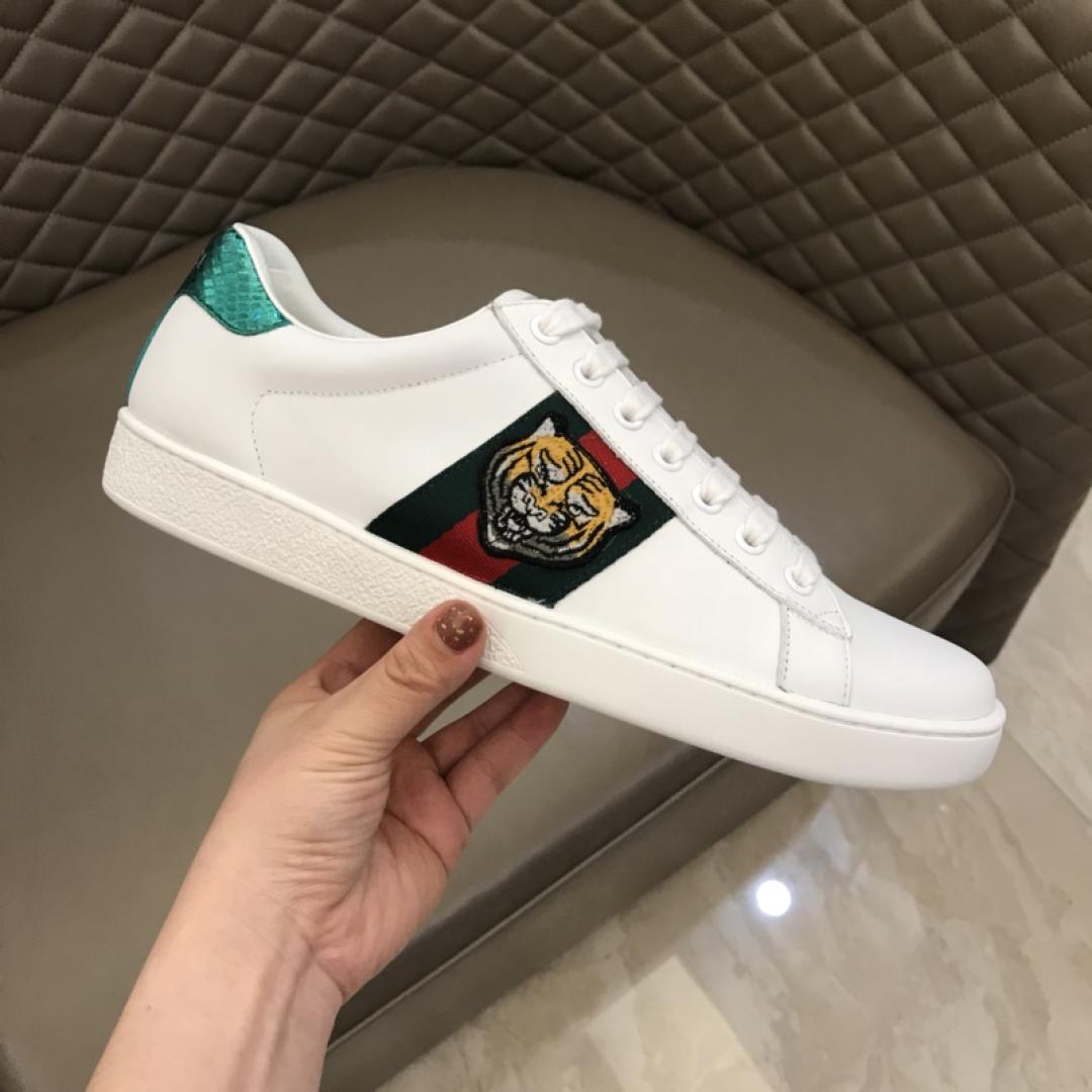 GUCCI TIGER ACE EMBROIDERED SNEAKER WHITE