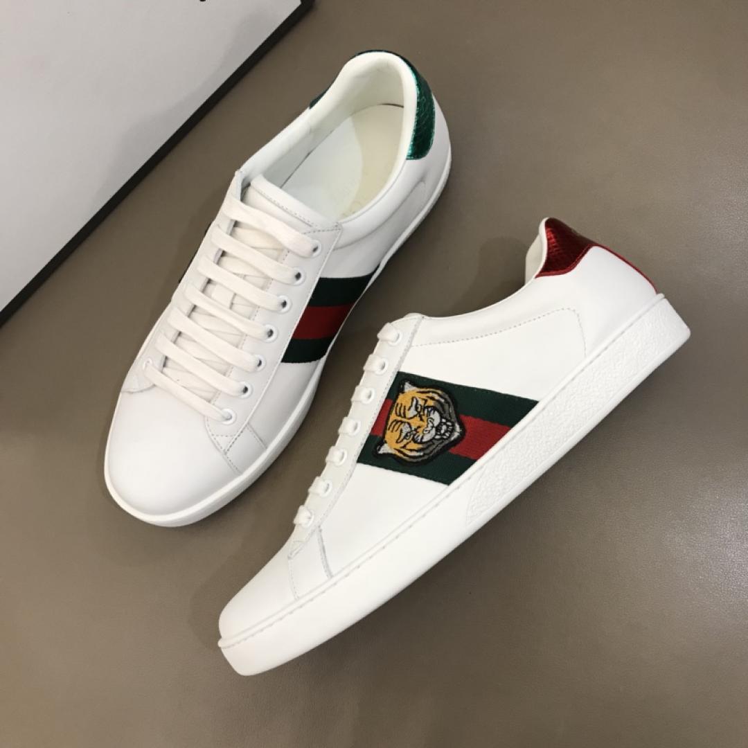 GUCCI TIGER ACE EMBROIDERED SNEAKER WHITE