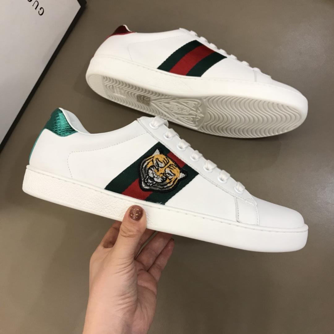 GUCCI TIGER ACE EMBROIDERED SNEAKER WHITE