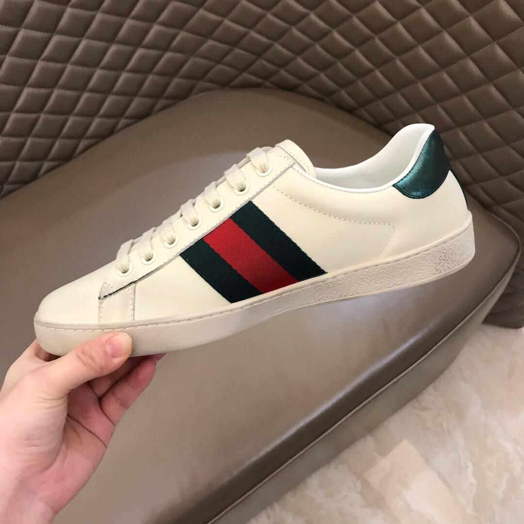 GUCCI ACE EMBROIDERED BEE SNEAKER WHITE