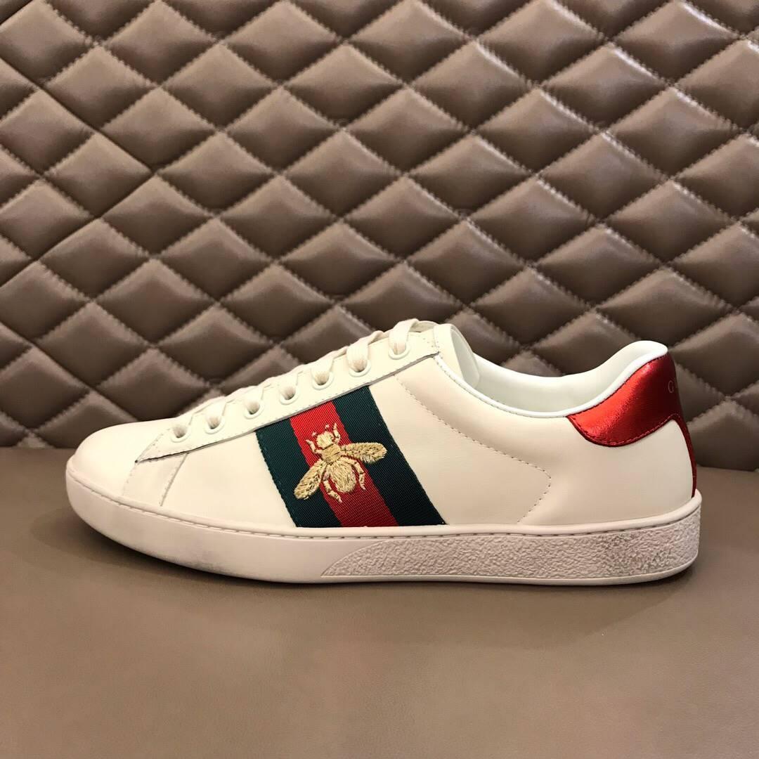 GUCCI ACE EMBROIDERED BEE SNEAKER WHITE