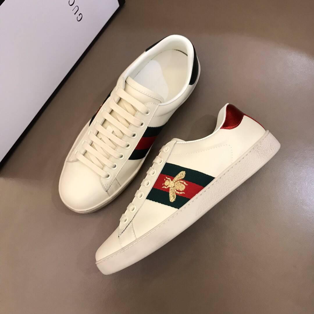 GUCCI ACE EMBROIDERED BEE SNEAKER WHITE