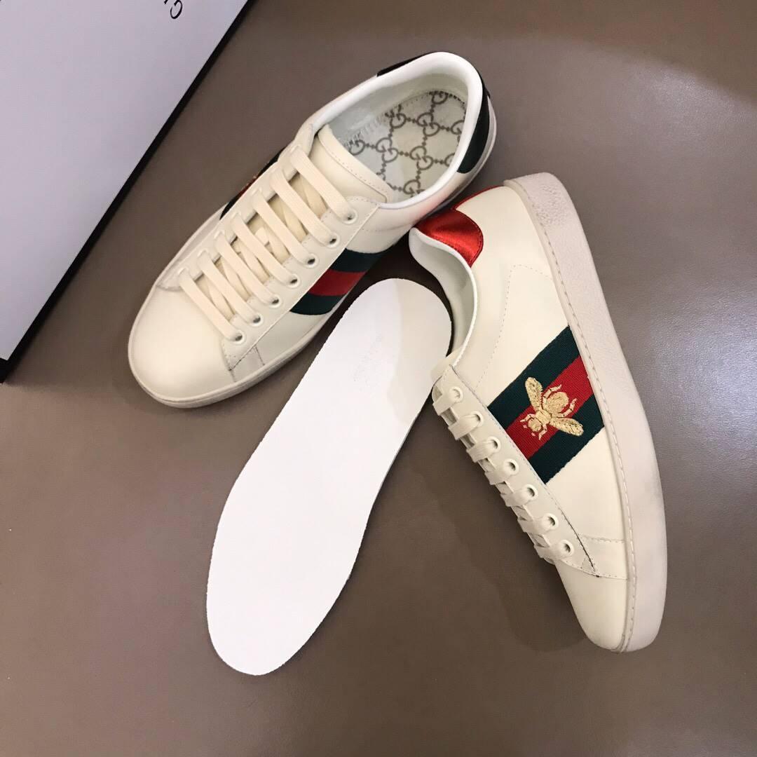 GUCCI ACE EMBROIDERED BEE SNEAKER WHITE