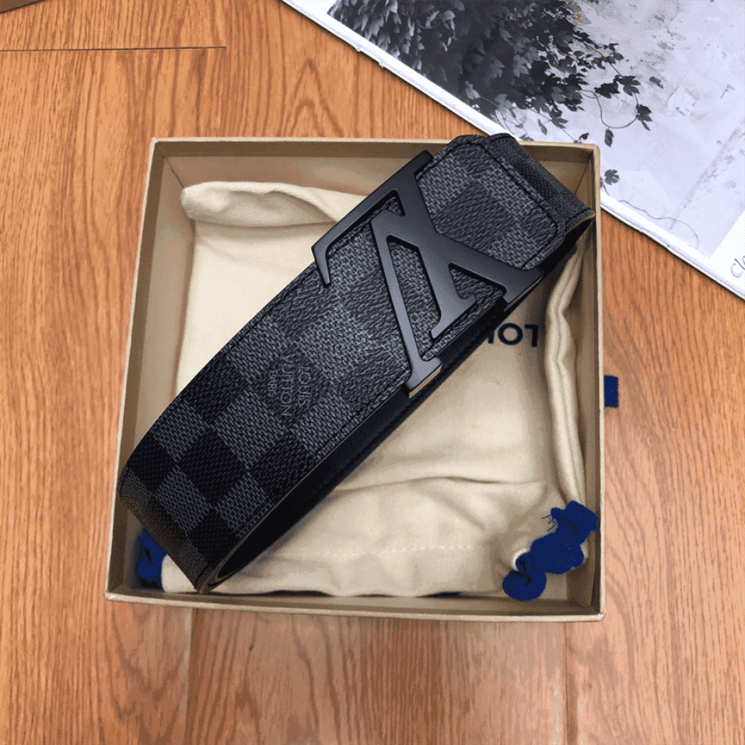 LOUIS VUITTON BELT INITIALES DAMIER GRAPHITE BLACK GREY