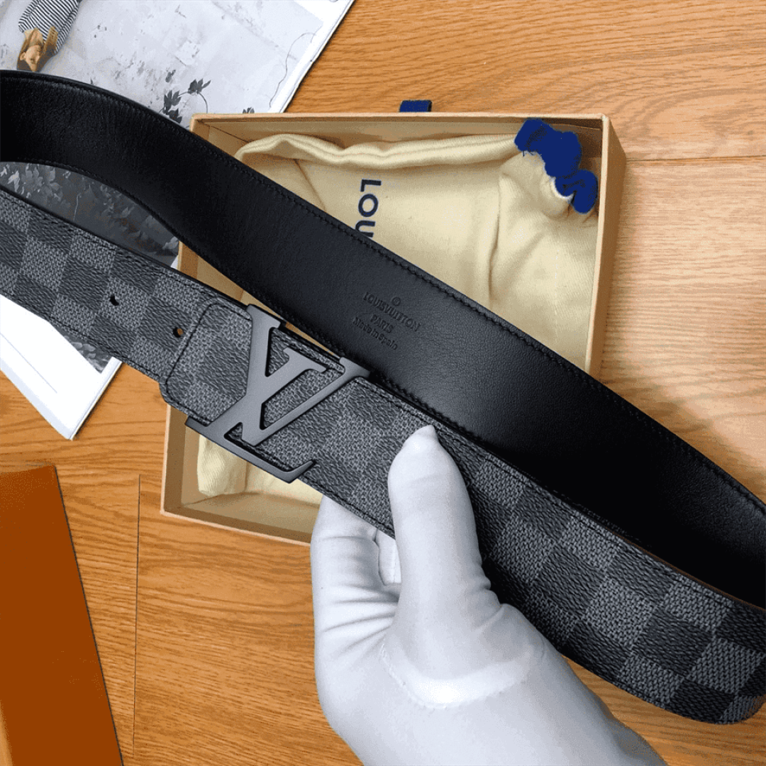 LOUIS VUITTON BELT INITIALES DAMIER GRAPHITE BLACK GREY