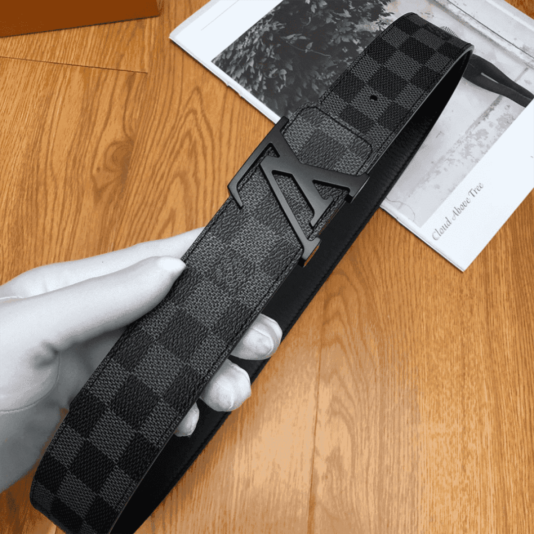LOUIS VUITTON BELT INITIALES DAMIER GRAPHITE BLACK GREY