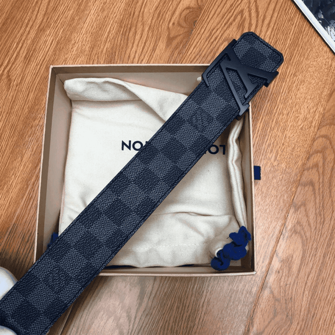 LOUIS VUITTON BELT INITIALES DAMIER GRAPHITE BLACK GREY