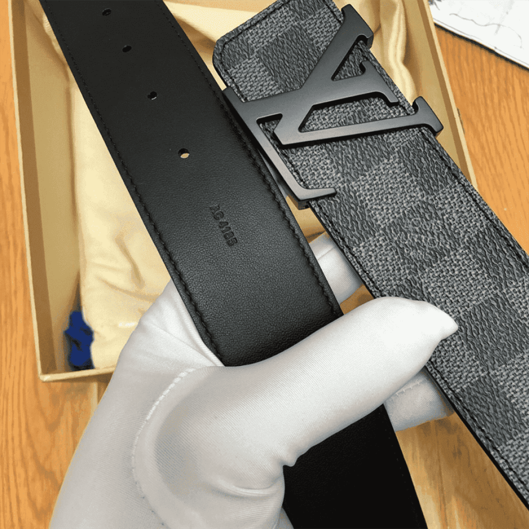 LOUIS VUITTON BELT INITIALES DAMIER GRAPHITE BLACK GREY
