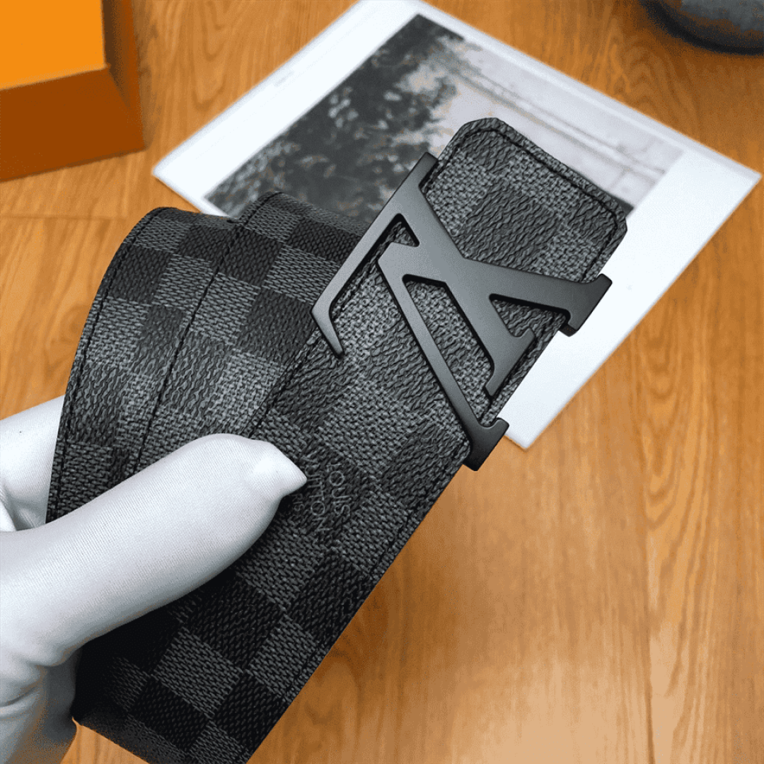 LOUIS VUITTON BELT INITIALES DAMIER GRAPHITE BLACK GREY